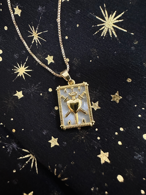 Handmade-Tarot Card Three Of Sword Pendant Necklace